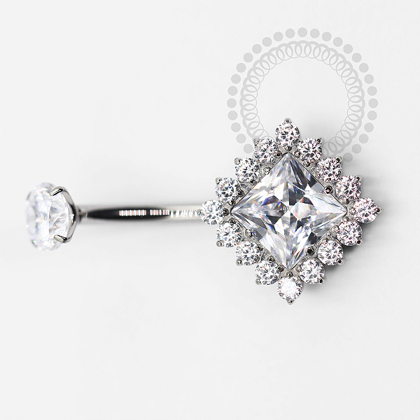 TN1450 Navel Losango Luxo CZ Titânio ASTM F-136