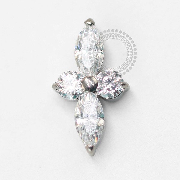 TN1458 Topo 4 Pétalas Ziorconias Titânio ASTM F-136