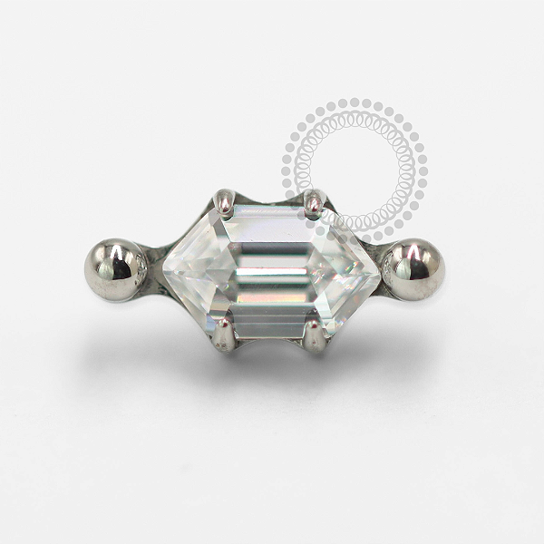 TN1471 Topo CZ Baguete 2 Esferas Titânio ASTM F-136