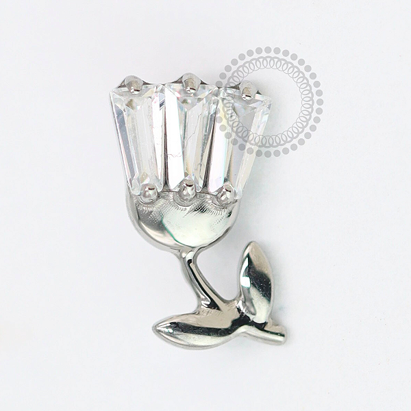 TN1475 Topo Flor De Gelo CZ Titânio ASTM F136