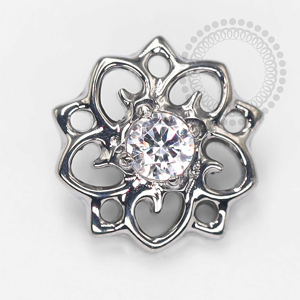 TN1485 Topo Flor De Lótus Grande Titânio ASTM F-136