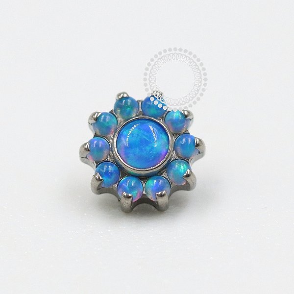 TN1496 Topo Mini Flor Opala Azul Titânio ASTM F-136