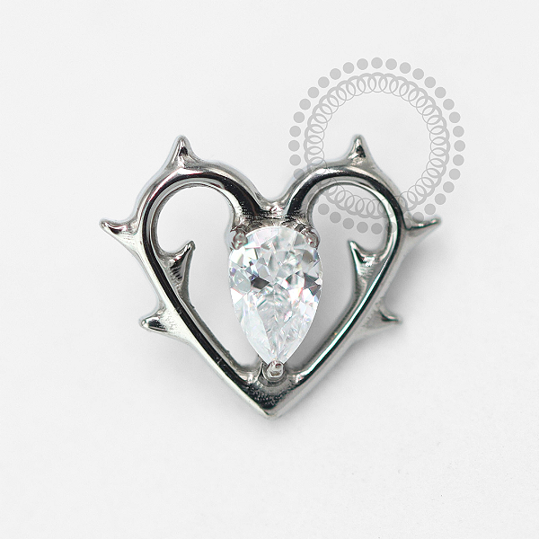 TN1554 Topo Coração de Fogo CZ  Titânio ASTM F-136