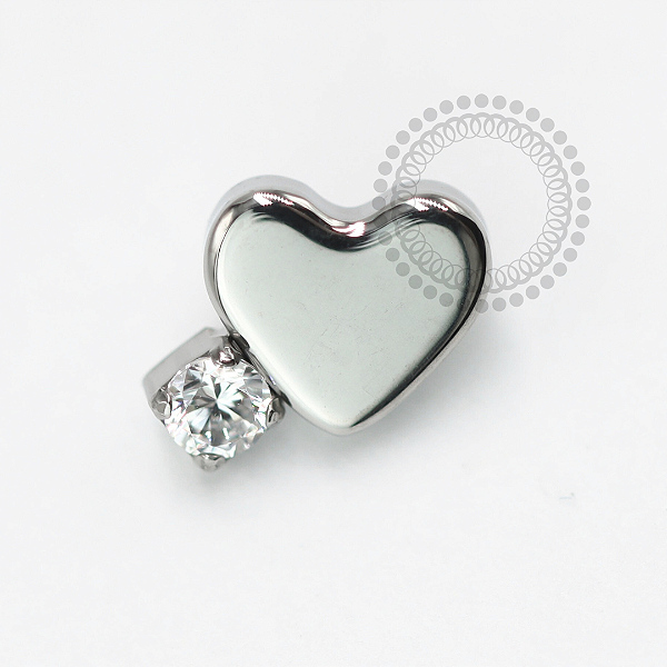 TN1563 Topo Coração com Zirconia Lateral Titânio ASTM F-136