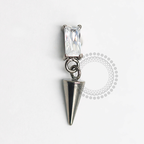 TN1570 Topo CZ Baguete Pingente Spike Titânio ASTM F-136