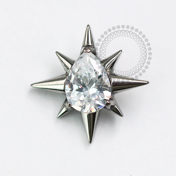 TN1572 Topo Estrela Gota Central Titânio ASTM F-136