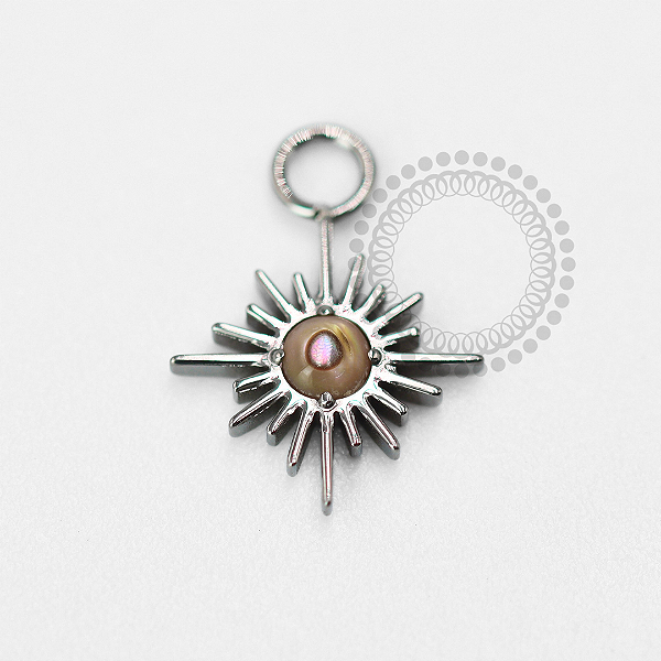 TN1613 Pingente Estrela Pedra Abalone Titânio ASTM F136