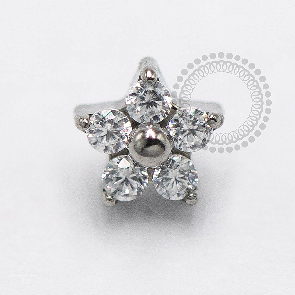 TN1632 Topo Micro Flor CZ 3.2mm Titanio ASTM F136