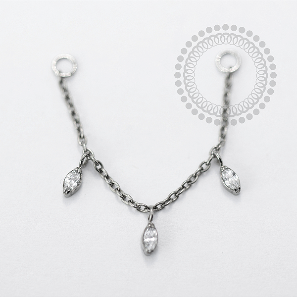 TN1648 Corrente 3 Navetes CZ Titanio ASTM F136