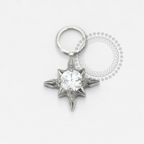 TN1651 Pingente Estrela do Norte  CZ Titanio ASTM F 136