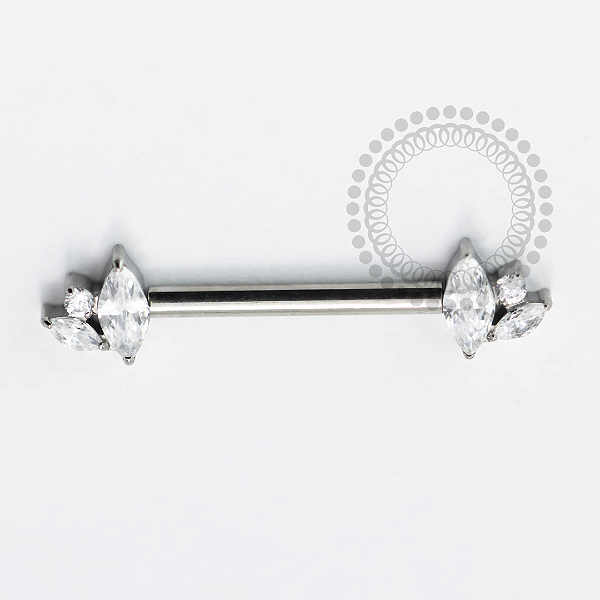 TN1653 Nipple 2 Navetes Push Pin Unilateral CZ Titanio ASTM F136