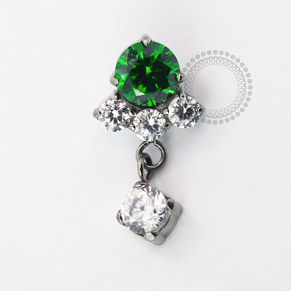 TN1665 Topo CZ Verde Pingente CZ Titânio ASTM F136