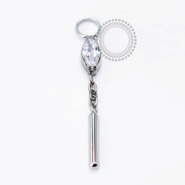 TN1680 Pingente Navete CZ com Barra Titânio ASTM F-136