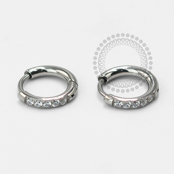 TN1685 Brincos Argola CZ Lux 14mm Titânio ASTM F-136