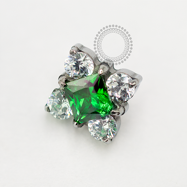 TN1688 Topo Flor Cristal E Esmeralda Titânio ASTM F-136