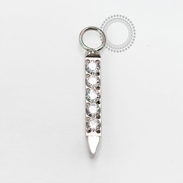 TN1694 Pingente Barra 5 CZ Titânio ASTM F-136