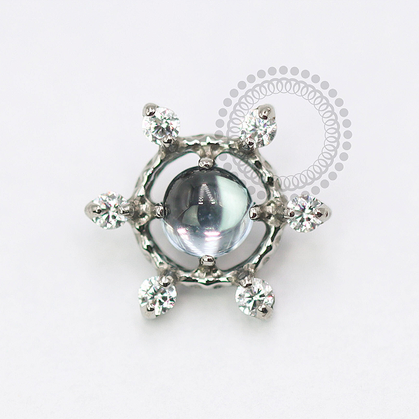 TN1747 Topo Sol Pedra Água-Marinha Titânio ASTM F-136