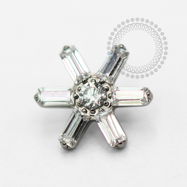 TN1755 Topo Flor 6 Baguetes CZ Titânio ASTM F-136