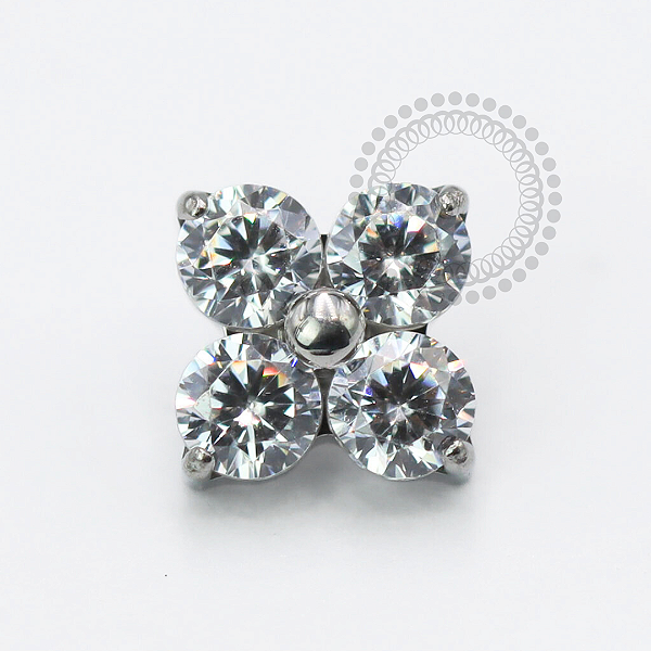 TN1776 Topo Trevo 4 Folhas CZ Titânio ASTM F-136