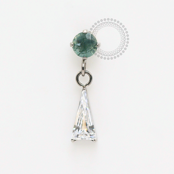 TN1830 Topo Pedra Moss Ágata Pingente Zircônia Titânio ASTM F-136