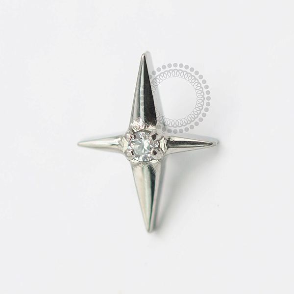 TN1842 Topo Estrela 4 Pontas CZ Titânio ASTM F-136