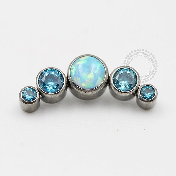 TN234 Topo Cluster CZ e Opala Azul  Titânio ASTM F136