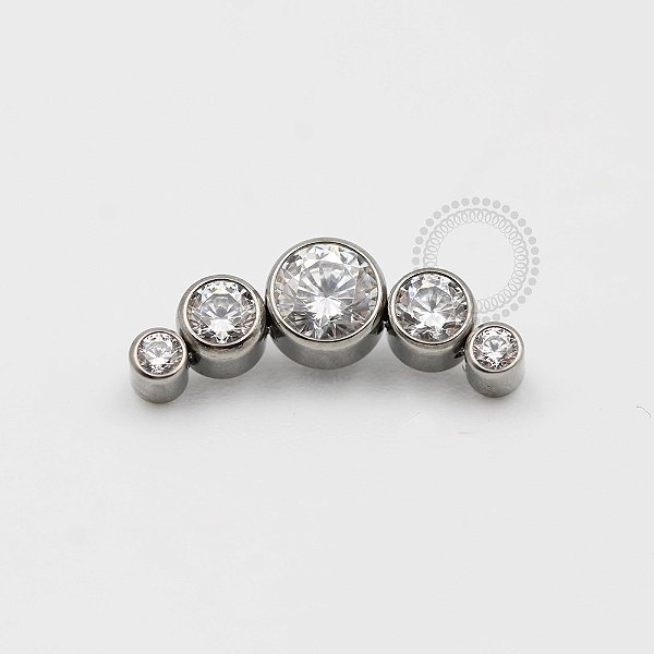 TN256 Topo Cluster 5 Pedras CZ Titânio ASTM F136