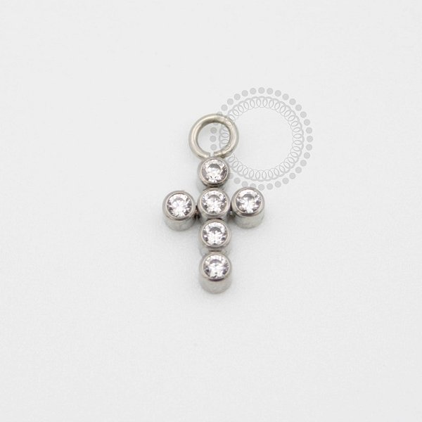 TN34 Pingente Cruz CZ Titânio ASTM F136