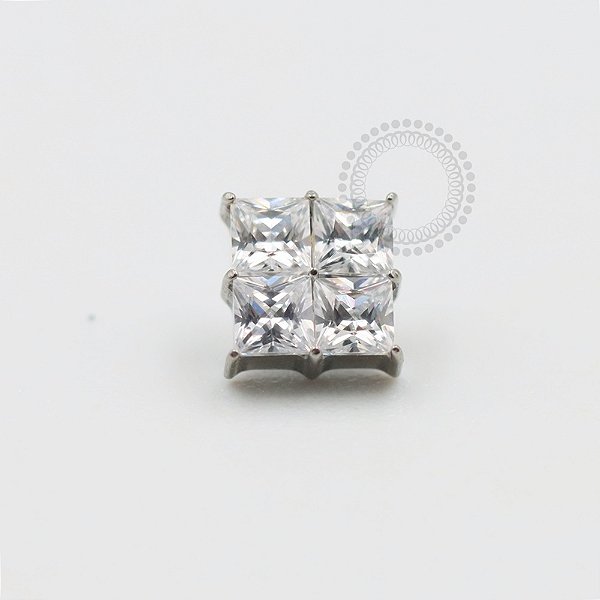 TN345 Topo Quadrado 4 CZ Titanio ASTM F136