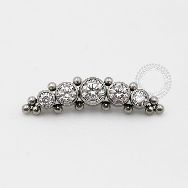 TN348  Topo Cluster 5 CZ Esferas Titânio ASTM F136