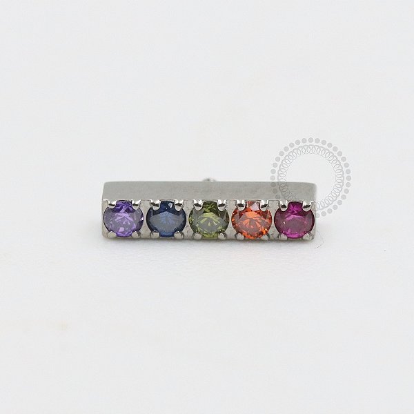 TN406 Topo Barra 5 CZ Rainbow Titânio ASTM F136