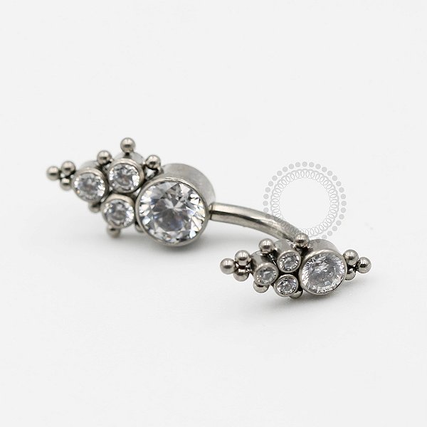 TN421 Navel 3 CZ Topo Decorado Titânio ASTM F136