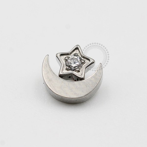 TN43 Topo Lua Com Estrela CZ Titânio ASTM F136