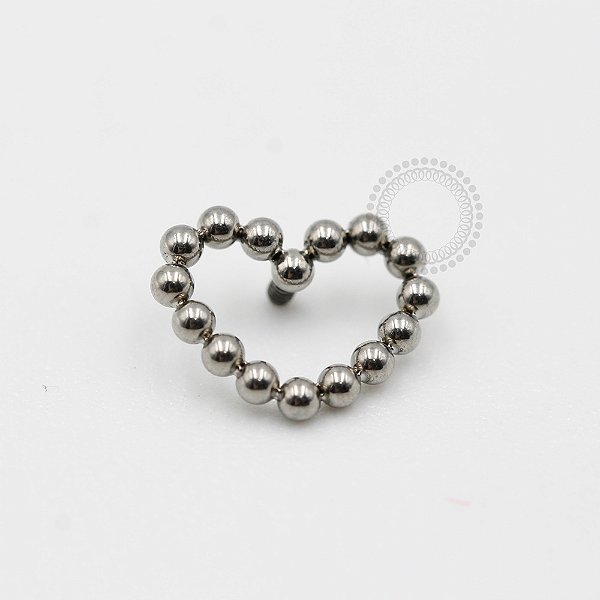 TN443 Topo Coração Esferas Vazadas  Titânio ASTM F136