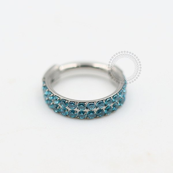 TN478 Segmento Cravejado Duplo Azul Titânio ASTM F136