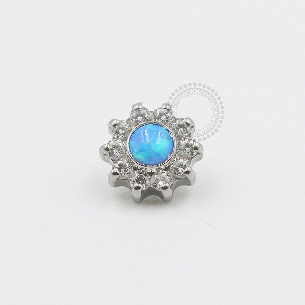 TN505 Topo Flor CZ Miolo Opala Sintética Titânio ASTM F136