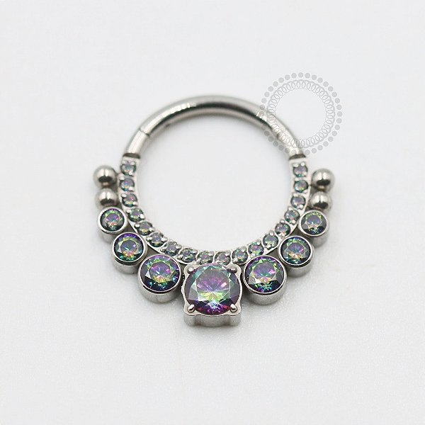 TN510 Segmento Frontal Cravejado 7 CZ Esferas Titânio ASTM F136