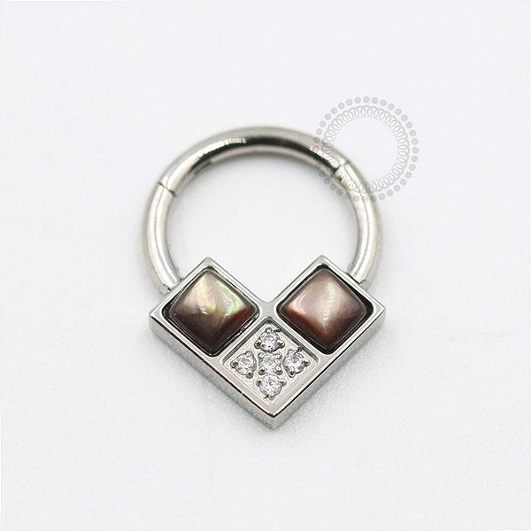 TN511 Segmento Frontal V Abalone CZ Titânio ASTM F136