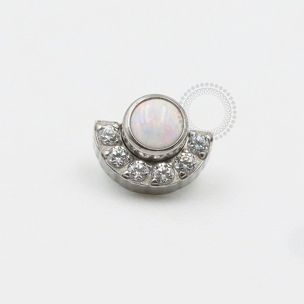 TN516 Topo Opala Meio Circulo CZ Titânio ASTM F136