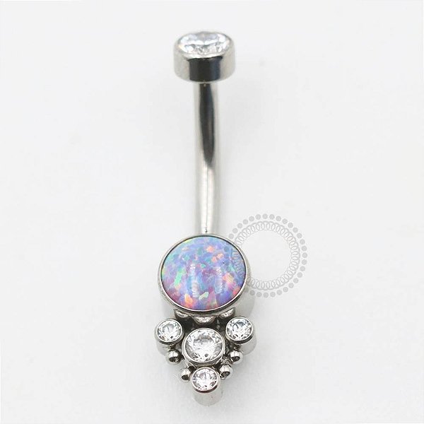 TN582 Navel Opala Sintética 4 CZ Titânio ASTM F136