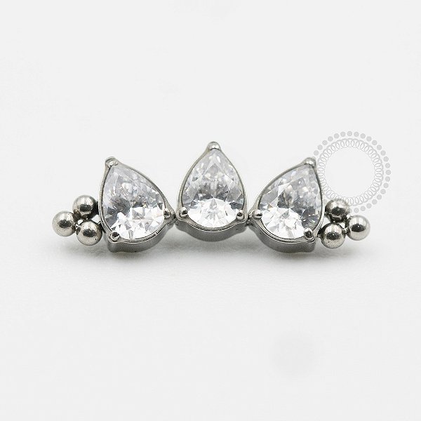 TN626 Topo Cluster 3 Gotas  CZ e Esferas Titânio ASTM F136