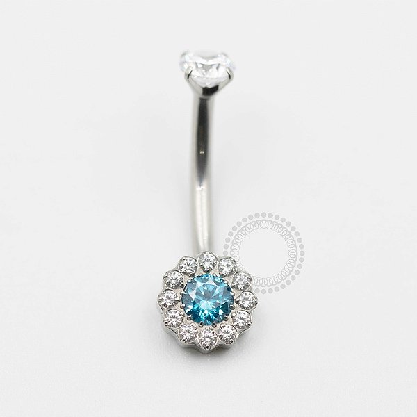 TN634 Navel Flor CZ 12 Pétalas Titânio ASTM F136