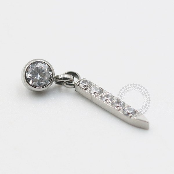 TN638 Topo CZ com Pingente Cravejado Titanio ASTM F136