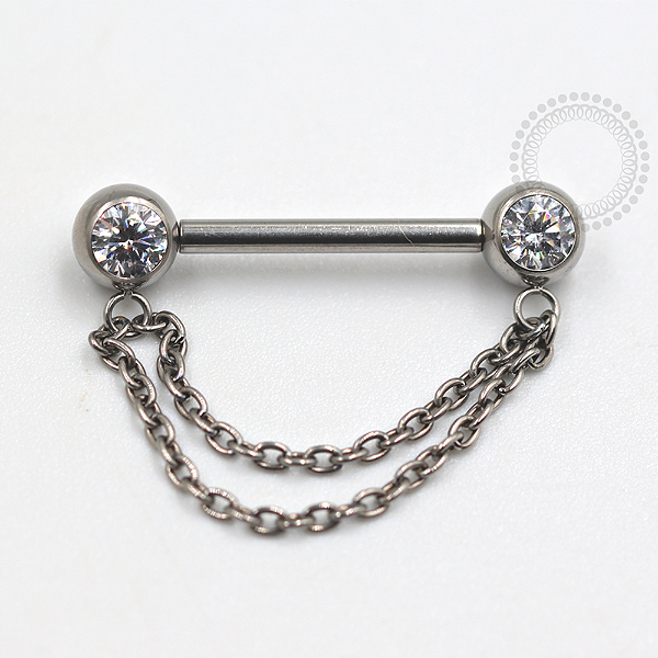 TN663 Nipple Corrente Dupla Push Pin Unilateral Titânio ASTM F136