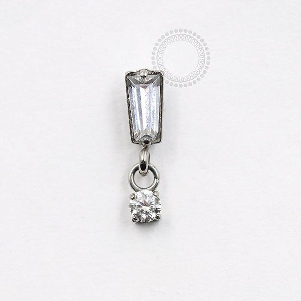 TN754 Topo Baguete e Pingente CZ Titânio ASTM F136