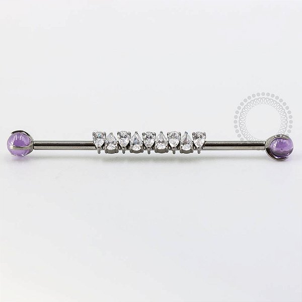 TN763 Transversal CZ Esferas Ametista Titânio ASTM F136
