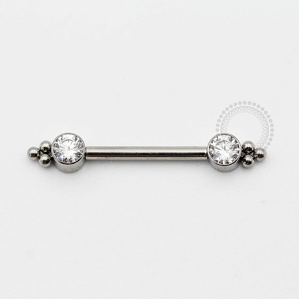 TN820 Nipple CZ 3 Esferas Push Pin Unilateral  Titânio ASTM F136