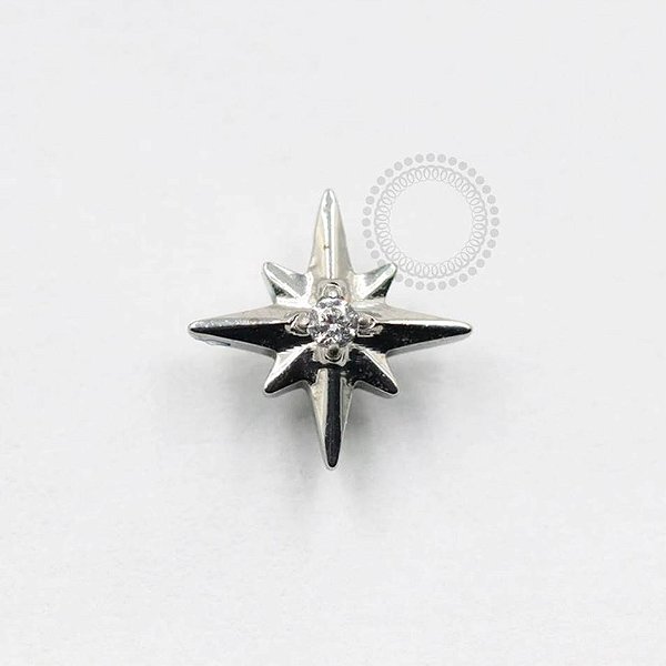 TN856 Topo Estrela 8 Pontas CZ Titânio ASTM F136