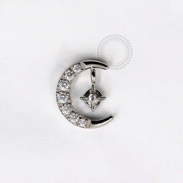 TN871 Topo Lua Cravejada  Alvo CZ Titânio ASTM F136