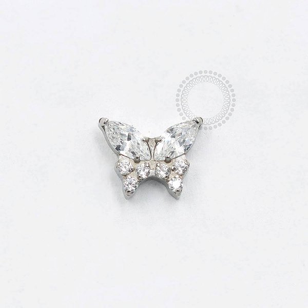 TN890 Topo Borboleta Cravejada Titânio ASTM F136